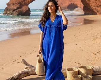 Summer Kaftan, Kaftan Caftan blue Dress,  blue beach cover ups, resortwear,loungewear,blue  kaftan, Royal blue moroccan kaftan