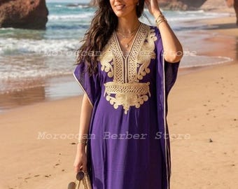 KAFTAN purple and gold ,Kaftan for women ,kaftan house dress, kaftan moroccan dress  women ,  summer dress
