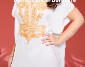 KAFTAN blanco para mujer, caftán marroquí para mujer, vestido caftán blanco, caftán de dama de honor, vestido caftán de boda, caftán marroquí de boda