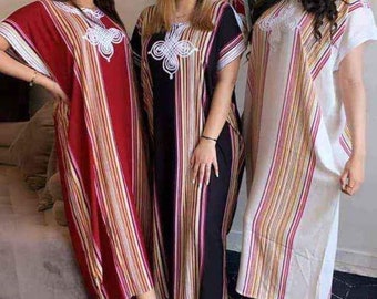 CAFTAN, caftan marocain, tenues de plage pour femme, tenues de villégiature, robe d'intérieur caftan, caftan noir pour femme, robe caftan rayée
