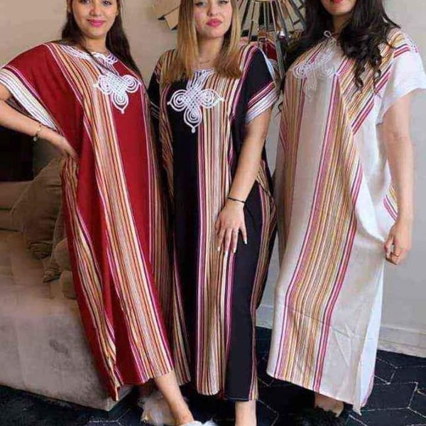 CAFTAN, caftan marocain, tenues de plage pour femme, tenues de villégiature, robe d'intérieur caftan, caftan noir pour femme, robe caftan rayée