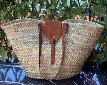 Bolso de playa, bolso de paja, cesta de paja, bolso natural, bolso hecho a mano, bolso marroquí, cesta marroquí, cesta francesa, bolso de verano, cesta de playa natural