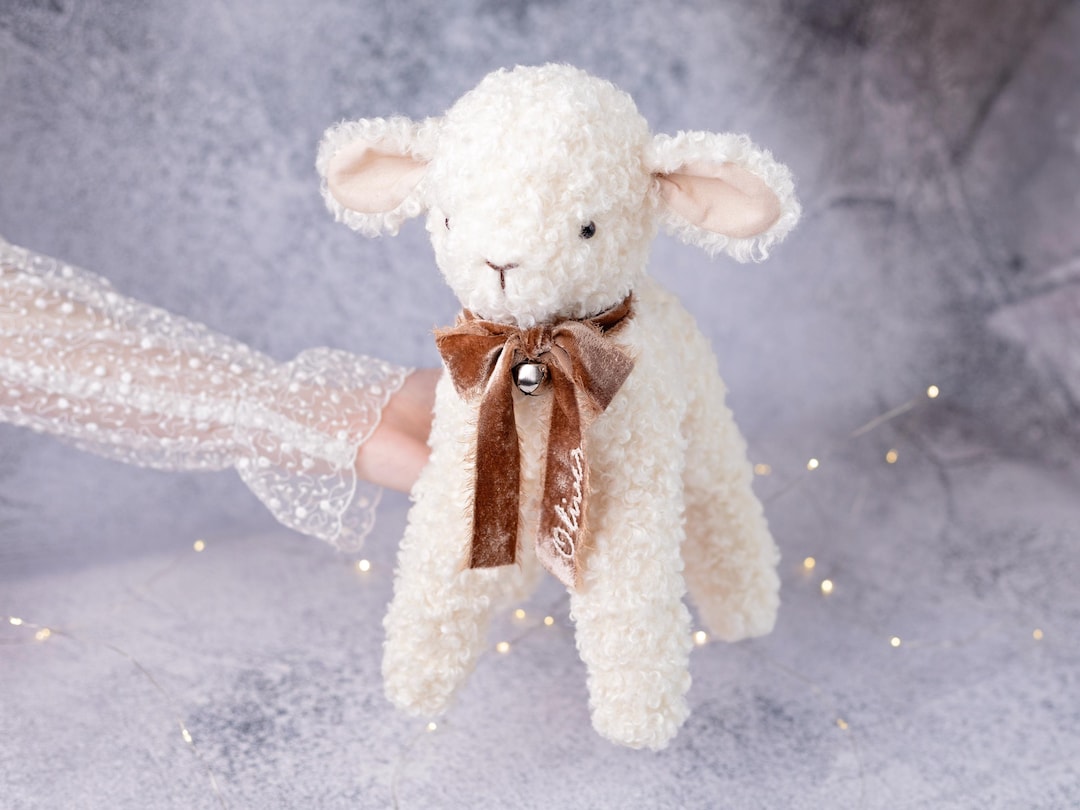 Handmade Plush Lamb Toy: Educational Stuffed Animal for Learning ...