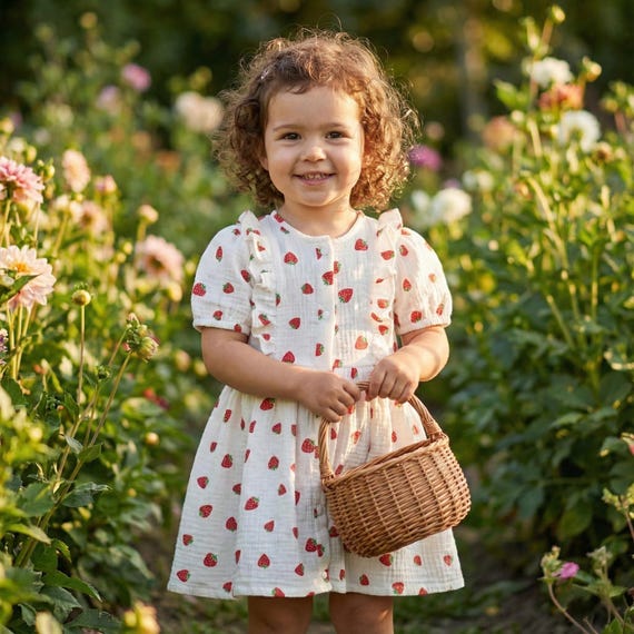 cotton strawberry dress Maxi Dress Cherry Print Summer Cotton Dress White Strawberry Dress Ankle Fruit Print Dress Cottage Core Dress Vintage Style Dress White