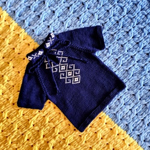 Knit Unisex T-shirt, Vyshyvanka, Hand knitted baby T-shirt, Ukrainian embroidered T-shirt, Knit T-shirt, Embroidered T-shirt