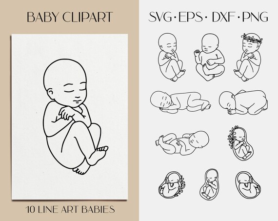 Download Newborn Baby Svg Clipart Embryo Svg Dxf Fetus Svg Clipart Etsy