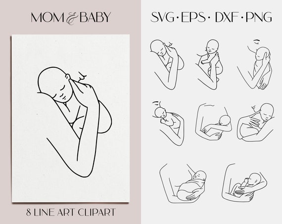 Download Mom And Newborn Svg Clipart Naked Women Vector Svg Line Etsy