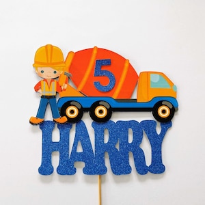 Personalised Construction Truck Cake topper ANY AGE NAME | Personalised Construction Digger Cake topper | Construction Birthday Supplies