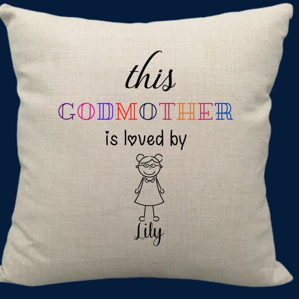 Personalised This Godmother is loved by Cushion, Godmother Gift Cushion, Godmother Birthday Gift, Custom Gifts Godmother, Mothers Day Gifts