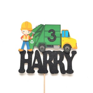 Décoration personnalisée pour gâteau camion poubelle recyclée TOUT ÂGE | Décoration pour gâteau personnalisée Camion poubelle | Fournitures d'anniversaire pour camions poubelles