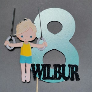 Personalised Boy Gymnast Cake topper ANY AGE & NAME | Gymnastics Cake topper | Custom Gymnast Birthday supplies | Gymnastics Birthday Party