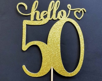 Custom Glitter 50th Birthday Cake Topper | Party Decor