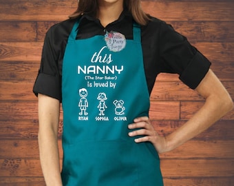 Personalised Nanny Apron | Custom Mothers Day Gifts | This Nanny Is Loved By Apron | Nanny Apron | Mothers Day & Birthday Gift for Nanny