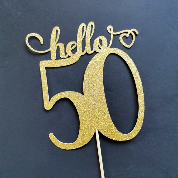 Hello 50 カスタム ケーキ トッパー | 50 歳の誕生日ケーキ