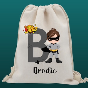 Sac de sport personnalisé à cordon de serrage de super-héros | Sac à cordon | Sac en PE | Kit de sac de sport | Sac d’école/de garderie | Kit de super-héros Sac | Sacs pour garçons