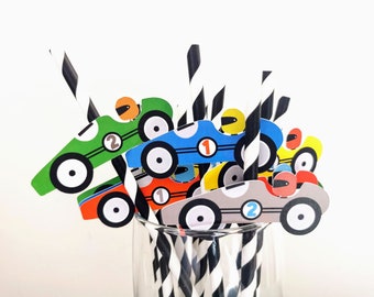 ANY AGE Custom Race car Paper Straws in many colours | Custom Fast One Straws | Two Fast Straws | Race car Party Supplies | Car Party Straws