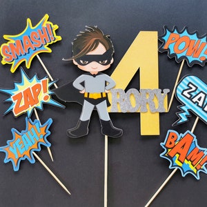 Personalised Superhero Boy Cake topper ANY AGE NAME | Personalised Superhero Cake topper | Superhero Cake topper | Superhero Party Supplies