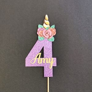 Personalised Unicorn Head Number Cake topper ANY AGE NAME | Unicorn Birthday Party Supplies | Unicorn Cake topper | Number Cake topper