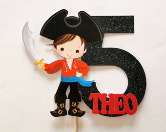 Personalised Pirate Boy Cake topper ANY AGE | Personalised Pirate Cake topper | Pirate Boy Cake topper | Pirate Boy Party Supplies