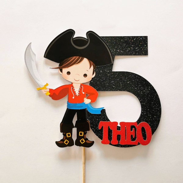 Personalised Pirate Boy Cake topper ANY AGE | Personalised Pirate Cake topper | Pirate Boy Cake topper | Pirate Boy Party Supplies