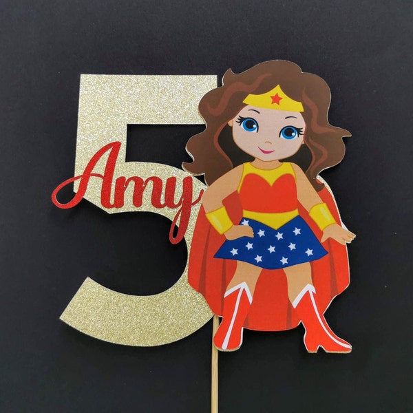 Personalised Superhero Girl Cake topper ANY AGE NAME | Personalised Superhero Cake topper | Superhero Cake topper | Superhero Party Supplies