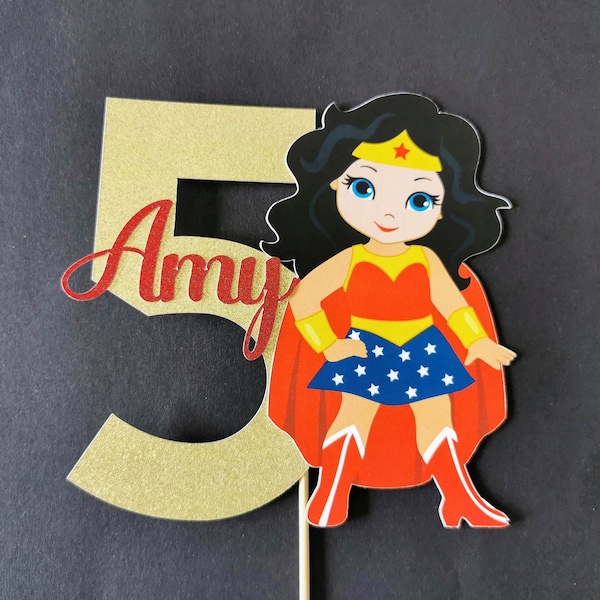 Personalised Superhero Girl Cake topper ANY AGE NAME | Personalised Superhero Cake topper | Superhero Cake topper | Superhero Party Supplies