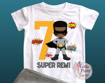 Personalised Superhero Boy T-shirt ANY AGE NAME | Personalised Superhero Birthday Outfit | Superhero T-shirt | Superhero Party Supplies