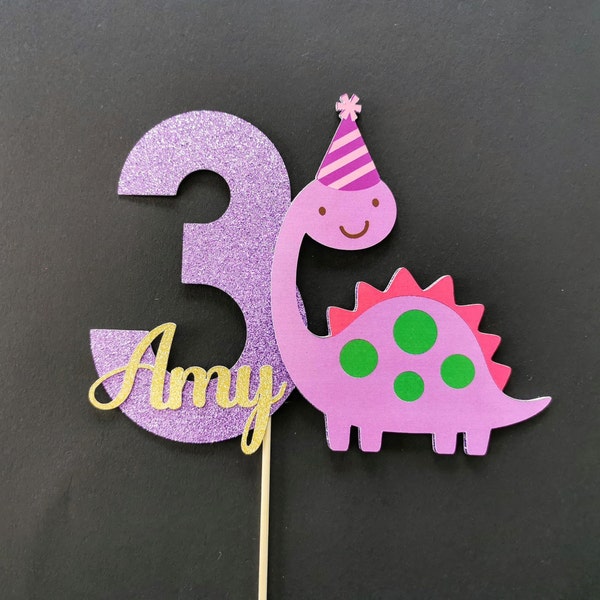 Personalised Party Dinosaur Cake topper ANY AGE NAME | Personalised Cute T-Rex Cake topper | Dinosaur Cake topper | Dinosaur Party Supply