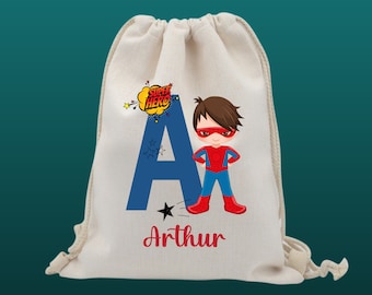 Personalised Superhero Drawstring Gym Bag | Drawstring Bag | PE Bag | Sports Bag Kit | School/Nursery Bag | Superhero Kit Bag | Boys' Bags