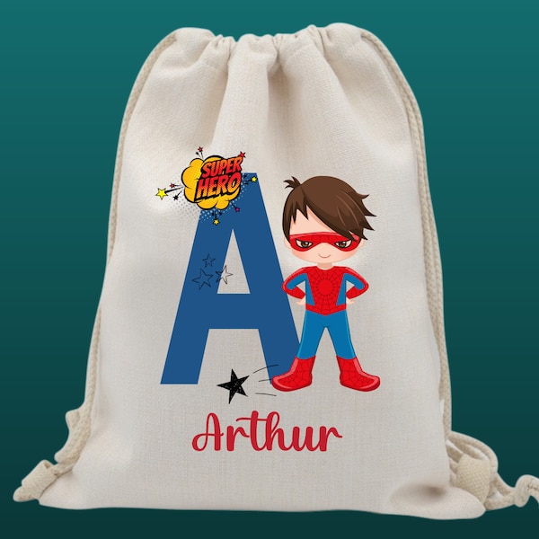 Personalised Superhero Drawstring Gym Bag | Drawstring Bag | PE Bag | Sports Bag Kit | School/Nursery Bag | Superhero Kit Bag | Boys' Bags