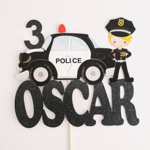 Personalised Police Man Cake topper ANY AGE NAME | Personalised Police Cake topper | Police Birthday Supplies | Police Car cake topper
