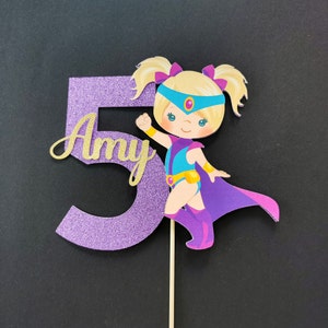 Personalised Superhero Girl Cake topper ANY AGE NAME | Personalised Superhero Cake topper | Superhero Cake topper | Superhero Party Supplies