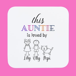 Personalised Auntie Coaster | Custom Coaster for Auntie | Mothers Day Gift Auntie | Birthday Gift For Auntie | Coaster Gift Auntie Xmas Gift