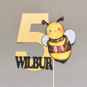 Personalised Bee Cake topper ANY AGE & NAME | Bee Cake topper | Custom Bee Birthday supplies | Bee Birthday Party decorations