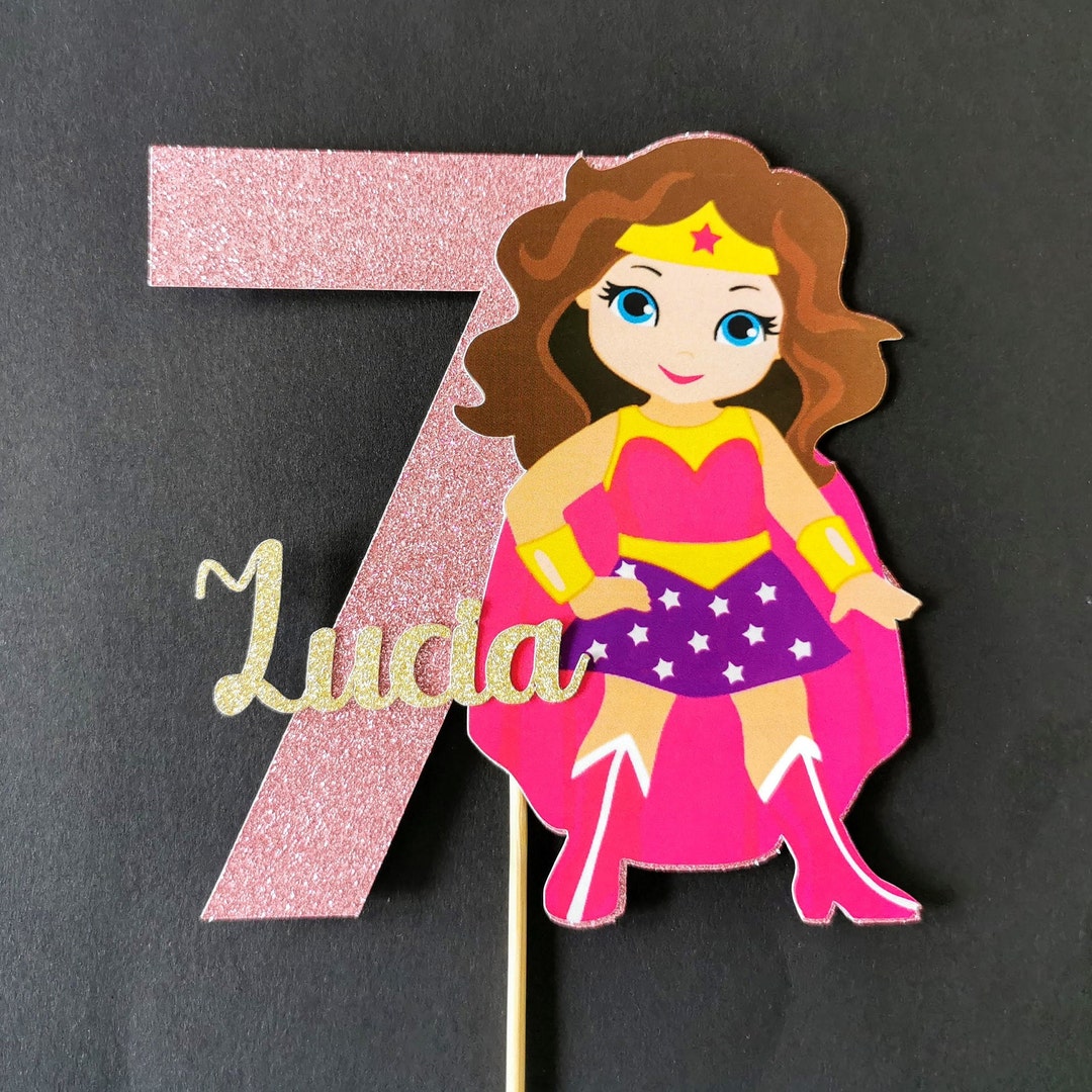 Personalised Superhero Girl Cake Topper ANY AGE NAME | Personalised ...