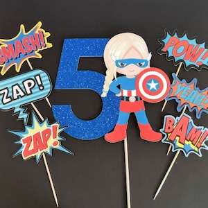 Personalised Superhero Girl Cake topper ANY AGE NAME | Personalised Superhero Cake topper | Superhero Cake topper | Superhero Party Supplies