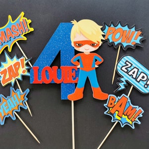 Personalised Superhero Boy Cake topper ANY AGE NAME | Personalised Superhero Cake topper | Superhero Cake topper | Superhero Party Supplies