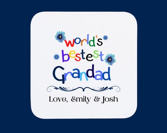 Posavasos personalizado para abuelos: el mejor del mundo, nombre personalizado