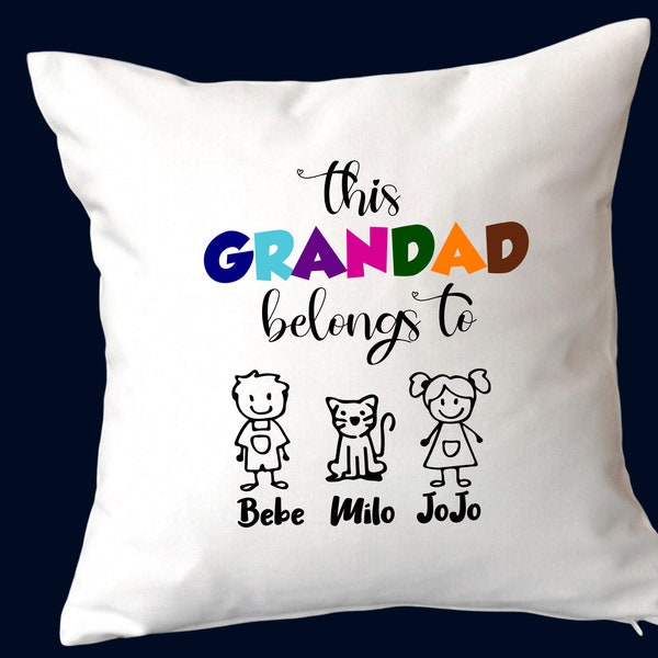 Personalised Grandpa Grandad Cushion, Grandpa Gift Cushion Pillow, Grandad Birthday Gift, Custom Gifts for Granddad, Custom Fathers Day Gift