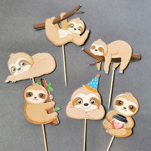 Sloth cupcake toppers | Sloth cake add-ons | Sloth cupcake toppers | Sloth Birthday supplies | Sloth party