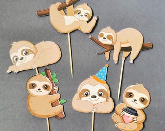 Adornos para cupcakes de perezosos / Complementos para pasteles de perezosos / Adornos para cupcakes de perezosos / Artículos para cumpleaños de perezosos / Fiesta de perezosos