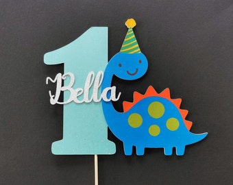 Personalised Party Dinosaur Cake topper ANY AGE NAME | Personalised Cute T-Rex Cake topper | Dinosaur Cake topper | Dinosaur Party Supply