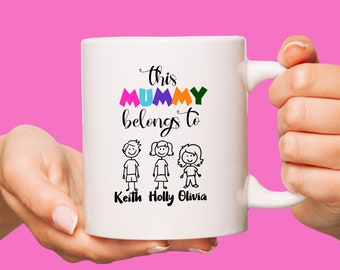 Custom Mummy Mug, Personalized Family Names, Mother's Day Gift