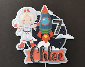 Personalised Girl Space Astronaut Cake topper ANY AGE NAME | Personalised Astronaut Cake topper | Space Cake topper | Space Party Supplies