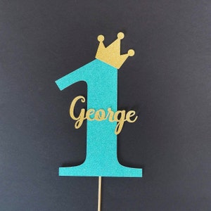 Personalised One Birthday Cake topper with crown | Prince 1st Birthday Cake topper | 1st Birthday Cake topper | 1st Birthday Cake Smash Prop