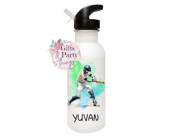 Personalised Cricket Player Water bottle |Cricket Player water bottle | Back to School/Birthday gift | Water bottle for kids | Sports bottle