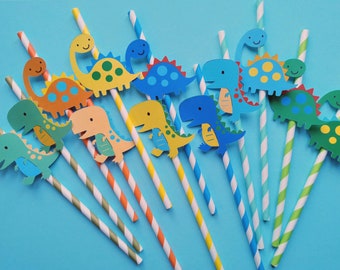 Custom Dinosaur Paper Straws | Custom Cute T-Rex Straws | Dinosaur Straws | Boy Dinosaur Party Supplies | Boy Dino Straws | Dinosaur party