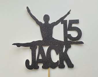 Adorno personalizado para tarta de gimnasia (cualquier edad y nombre) / Adorno para tarta de gimnasia / Artículos personalizados para cumpleaños de gimnastas / Fiesta de cumpleaños de gimnasia