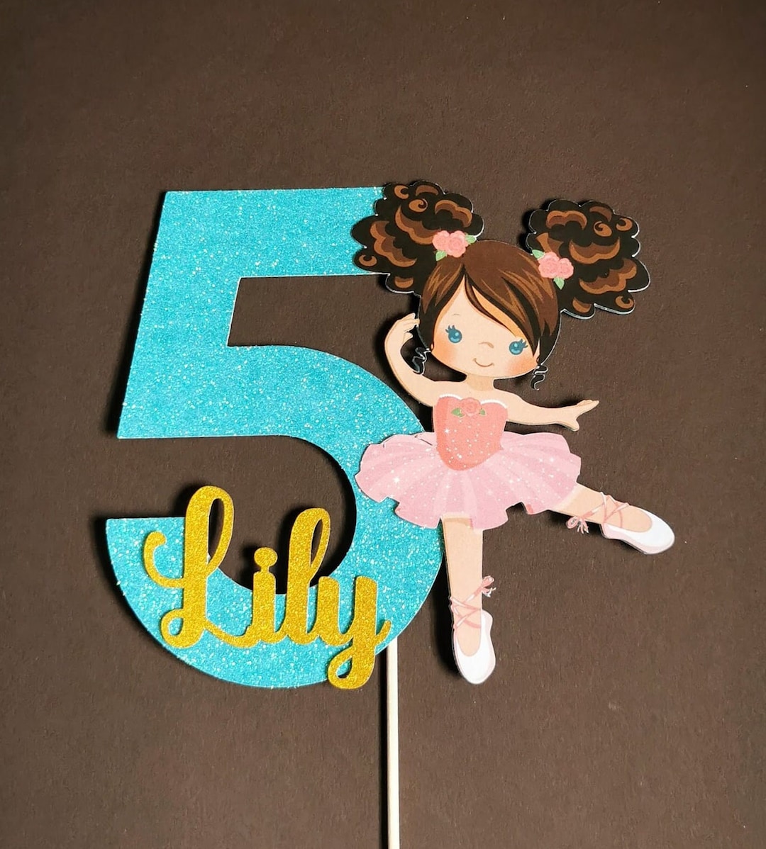 Personalised Ballerina Cake Topper ANY AGE NAME Personalised Ballerina