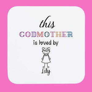 Personalised Godmother Coaster | Custom Coaster Godmother | Mothers Day Gift | Birthday Gift For Godmother | Coaster Godmother Xmas Gift